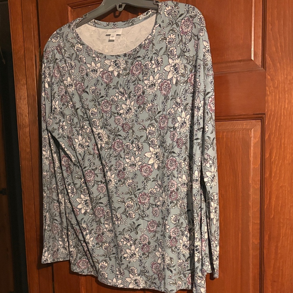 J Jill Floral Long Sleeve Tunic large